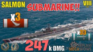 Submarine Salmon 3 Kills & 247k Damage | World of Warships Gameplay