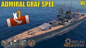 Admiral Graf Spee 7 Kills & 123k Damage | World of Warships Gameplay