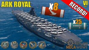 Ark Royal 8 Kills & 129k Damage | World of Warships Gameplay