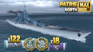 Battleship Patrie: MVP on map North - World of Warships