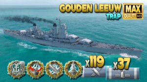 Cruiser Gouden Leeuw: Last hope on map Trap - World of Warships