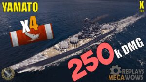 Yamato 4 Kills & 250k Damage | World of Warships Gameplay