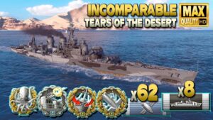 Battleship Incomparable: Old school battle on map Tears of the Desert - World of Warships