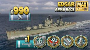 Cruiser Edgar: 1,8sec power reload in action - World of Warships