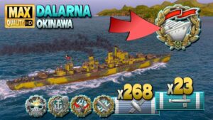 Destroyer Dalarna: Solo warrior on map Okinawa - World of Warships