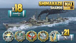 Destroyer Shimakaze: Casual player on map Shards - World of Warships