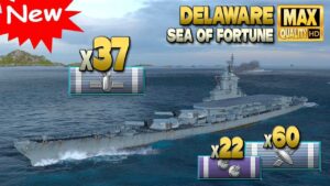 New battleship Delaware on map Sea of Fortune - World of Warships