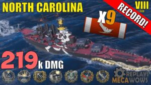 North Carolina 9 Kills & 219k Damage | World of Warships Gameplay