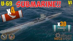 SUBMARINE U-69 4 Kills & 137k Damage | World of Warships Gameplay