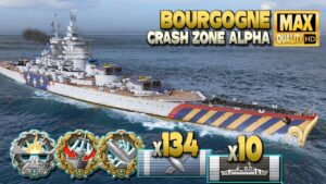 Battleship Bourgogne: MVP on map Crash Zone Alpha - World of Warships