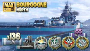 Battleship Bourgogne: Successful push on map North - World of Warships