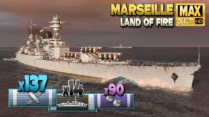 Cruiser Marseille: Hunted on map Land of Fire - World of Warships