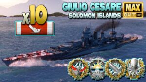 Giulio Cesare: 10 ships destroyed on map Solomon Islands - World of Warships
