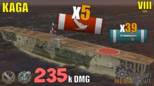 Kaga 5 Kills & 235k Damage | World of Warships Gameplay