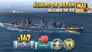 Rare premium destroyer "Álvaro de Bazán" on map Islands of Ice - World of Warships
