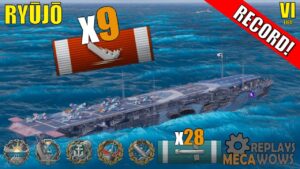 Ryūjō 9 Kills & 145k Damage | World of Warships Gameplay