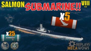 SUBMARINE Salmon 5 Kills & 129k Damage | World of Warships Gameplay