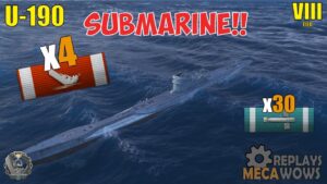 SUBMARINE U-190 4 Kills & 167k Damage | World of Warships Gameplay