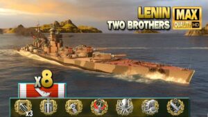 Battleship Lenin: Exciting battle on map Two Brothers - World of Warships