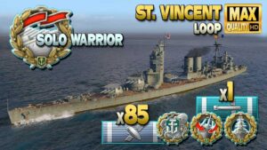 Battleship St. Vincent with a nail biter game - World of Warships