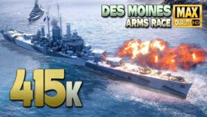 Cruiser Des Moines: Huge game in Arms race mode - World of Warships