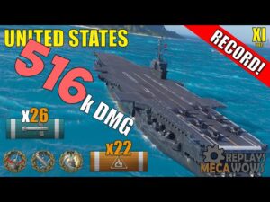 DAMAGE RECORD! United States 516k Damage | World of Warships Gameplay