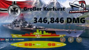 Kurfurst Niemiecki Pancernik tier X  346,846 DMG World of warships (wows)