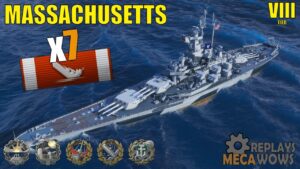 Massachusetts 7 Kills & 186k Damage | World of Warships Gameplay