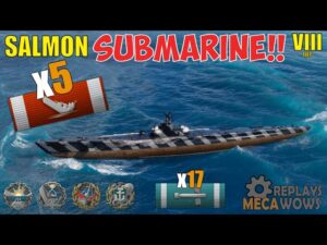 SUBMARINE Salmon 5 Kills & 104k Damage | World of Warships Gameplay