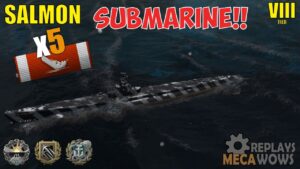 SUBMARINE Salmon 5 Kills & 87k Damage | World of Warships Gameplay