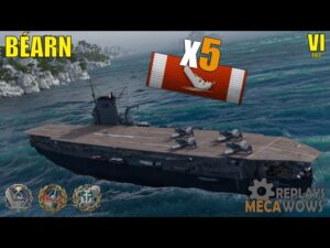 Aircraft Carrier Béarn 5 Kills & 55k Damage | World of Warships Gameplay