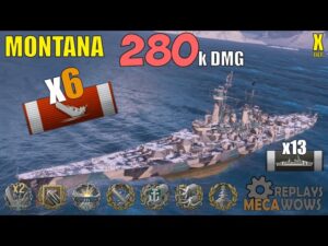 Montana 6 Kills & 280k Damage | World of Warships Gameplay