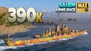 Cruiser Salem: 390k damage on map Sleeping Giant - World of Warships