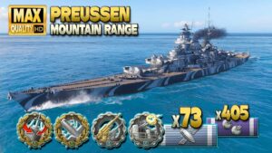 Battleship Preussen active on map Mountain Range - World of Warships