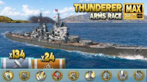 Battleship Thunderer: Firestarter on map Hotspot - World of Warships