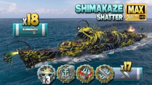 Exciting Shimakaze game on map Shatter - World of Warships