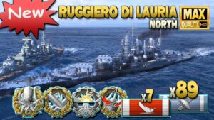 New battleship Ruggiero di Lauria on map North - World of Warships