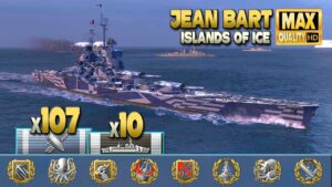 Battleship Jean Bart dominates on map "Islands of Ice" - World of Warships