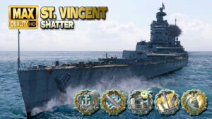 Battleship St. Vincent on map Shatter - World of Warships