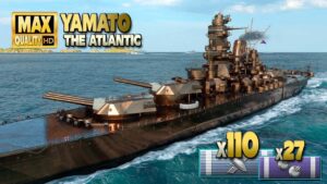 Battleship Yamato thriller on map "The Atlantic" - World of Warships