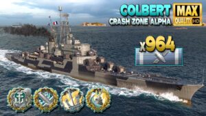 Cruiser Colbert: Smart play on map "Crash Zone Alpha" - World of Warships
