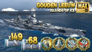 Cruiser Gouden Leeuw on map Islands of Ice - World of Warships