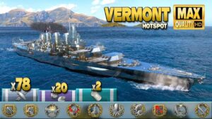 Battleship Vermont: Exciting game on map Hotspot - World of Warships
