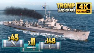 Destroyer Tromp: Easy going on map Land of Fire - World of Warships