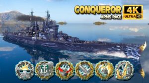 Battleship Conqueror: A lot of medals in arms race - World of Warships