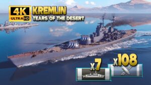 Battleship Kremlin: Relaxed game on map Tears of the Desert - World of Warships