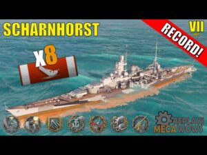 Battleship Scharnhorst 8 Kills & 126k Damage | World of Warships Gameplay