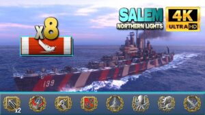 Cruiser Salem, last survivor on map Northern Lights - World of Warships