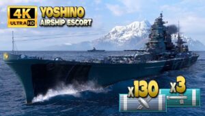 Cruiser Yoshino: Airship escort on map Warrior's Path - World of Warships