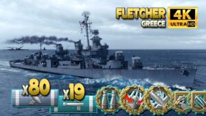 Destroyer Fletcher with 500k combined damage in the thunderstorm - World of Warships